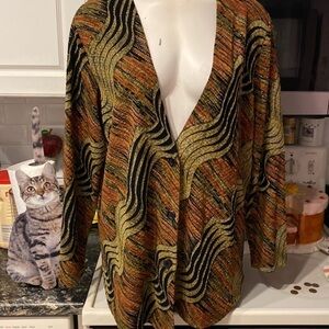 C womens Carolyn Strauss long sleeve button front plus size cardigan top 1X
